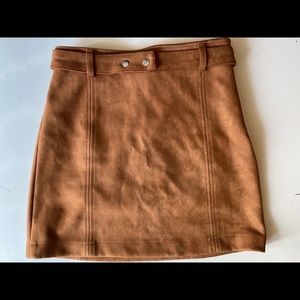 High Waisted Skirt -Brown with clasp